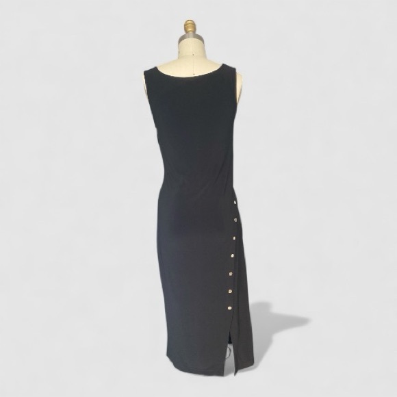 White House Black Market Black Stretch Midi Dress with Metal Button Detail – M - Picture 4 of 6